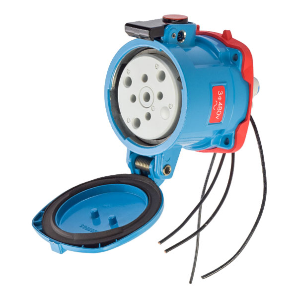 37-64243-C-K04-264 - DS100C RECEPTACLE METAL BLUE SIZE 4 TYPE 3R 3P+G 100A 480 VAC 60 Hz +4 AUX